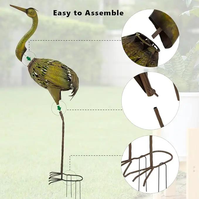 VEWOGARDEN Heron Outdoor Statues Metal Crane Garden Sculptures & Statues for Yard Lawn Patio Pool Outside Decorations, Green by GreenHaven Gardens