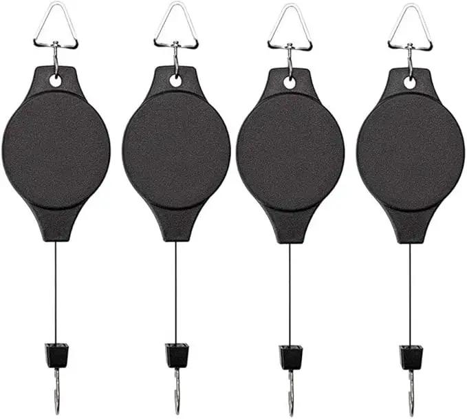 4 Pack Plant Hook Pulley, Retractable Plant Hanger Easy Reach Hanging Flower Basket for Garden Baskets Pots and Birds Feeder Hang High up and Pull Down to Water Or Feed by GreenHaven Gardens