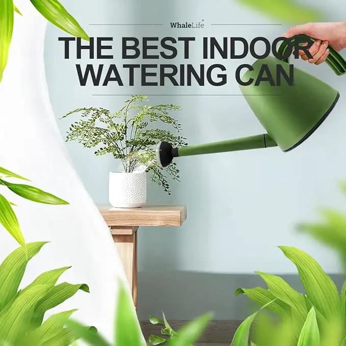 WhaleLife Indoor Watering Can for House Bonsai Plants (2.0L, Green) by GreenHaven Gardens