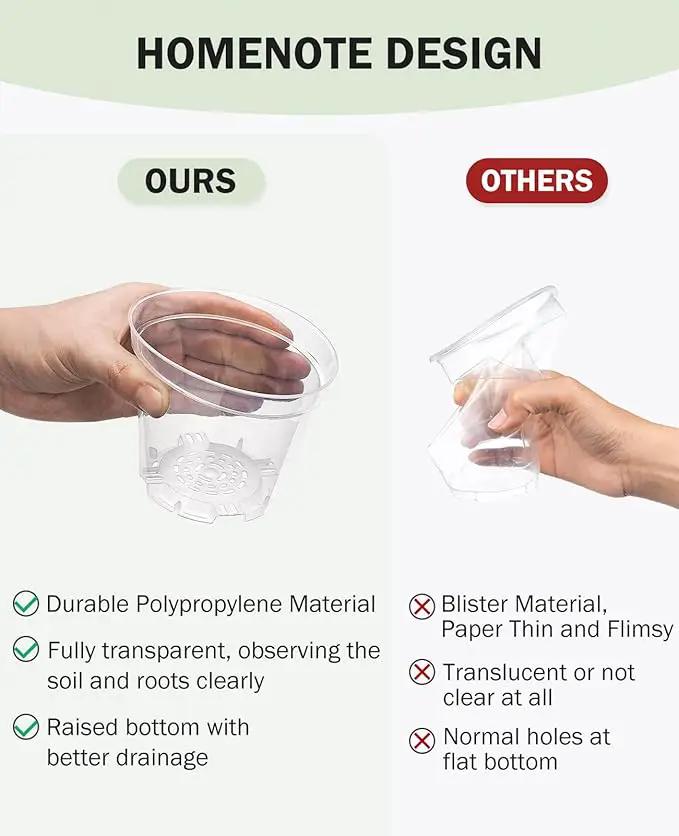 homenote Clear Nursery Pots for Plants,4 Inch Plant Pot for Planting Plastic Seedling with Drainage Holes Seed Starter Flower High Transparency with 20 Labels (30 Pack) by GreenHaven Gardens