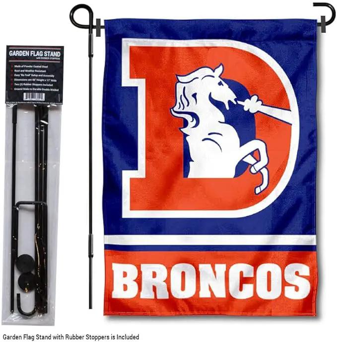 WinCraft Denver Broncos Throwback Garden Flag with Stand Holder by GreenHaven Gardens