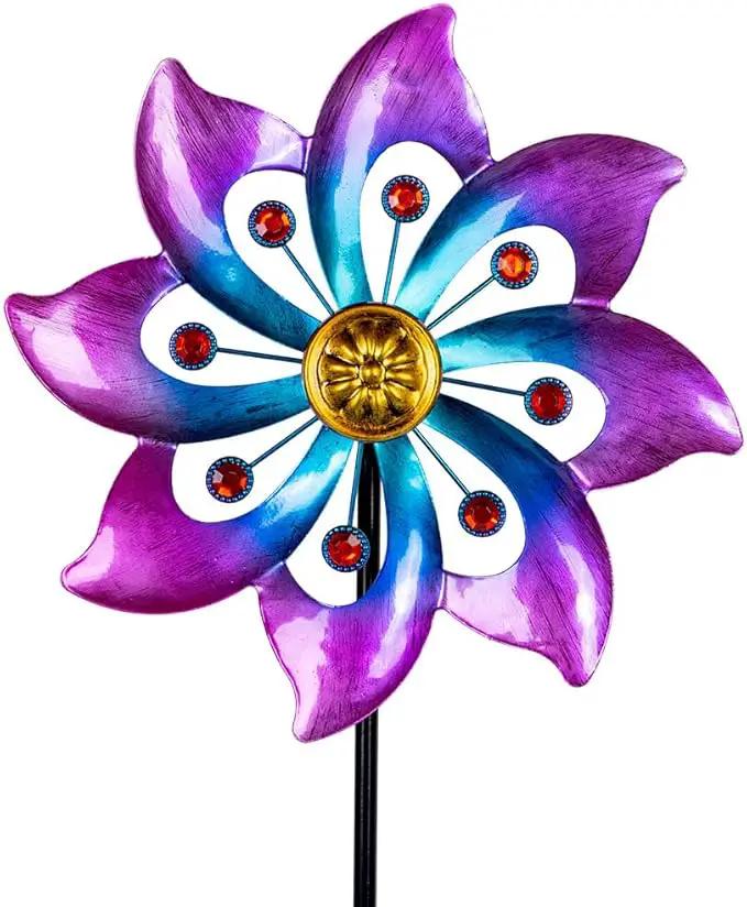 DREAMYSOUL Wind Spinners Outdoor, 9.6" Dia*40" H Metal Garden Pinwheels, Kinetic Wind Spinners for Yard and Garden Lawn Art Decor (Purple) by GreenHaven Gardens