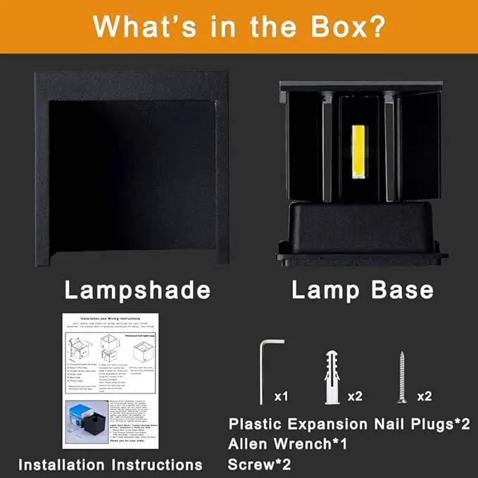 LANFU LED Aluminum Cube Square Wall Sconce Waterproof Outdoor Light Exterior Wall Lights fixtuers 20W 100-277V 2800K-3000K Not dimmable Warm Light 2LEDS Black-20W Outdoor Larger Version by GreenHaven Gardens