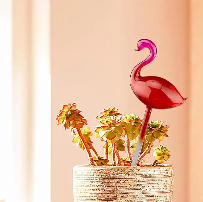Adabocute Plant Watering Globes, Flamingo Self Watering Globes, Glass Self Watering Planter Insert, Gradient Hot Pink Plant Watering Devices, Automatic Plant Waterer Indoor, Watering Bulbs, 2 Pack by GreenHaven Gardens