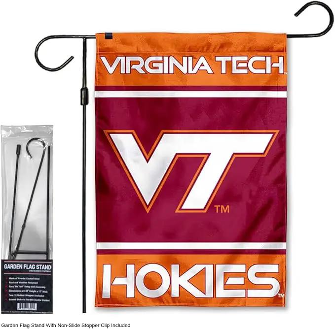 Virginia Tech Hokies Garden Banner Flag with Flag Pole Stand Set by GreenHaven Gardens