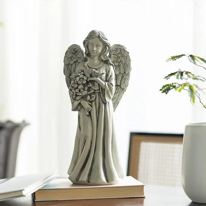 Solar Angel Statue for Outdoor, Angel Figurine with Resin, Outdoor Decor for Patio Lawn Yard Porch, Garden Gift by GreenHaven Gardens