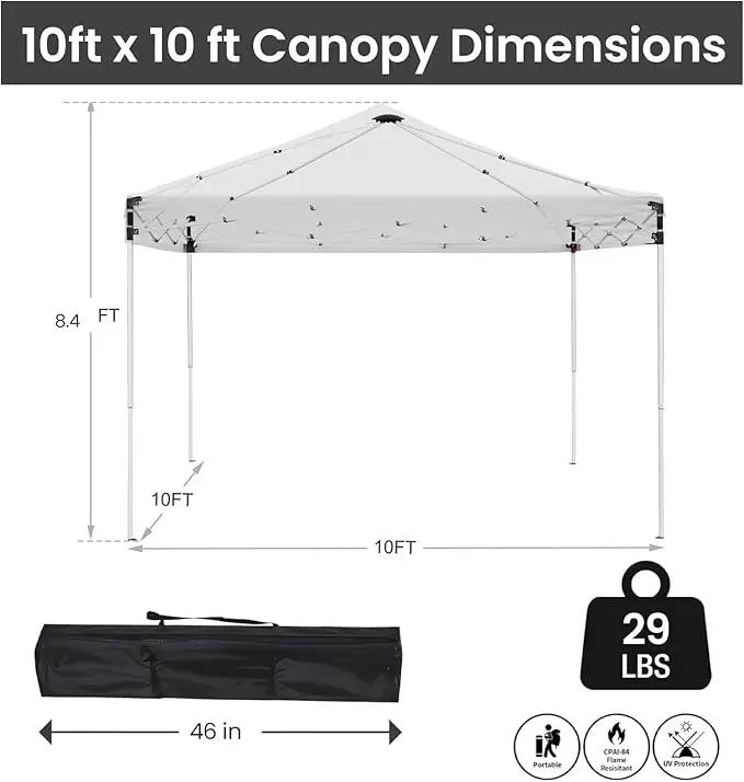 10x10ft Pop Up Canopy Tent,Heavy Duty Waterproof Folding Tent for Camping Parties Events Parties,Outdoor Canopy,Portable Sun Shelter,3 Adjustable Height(Grey) by GreenHaven Gardens