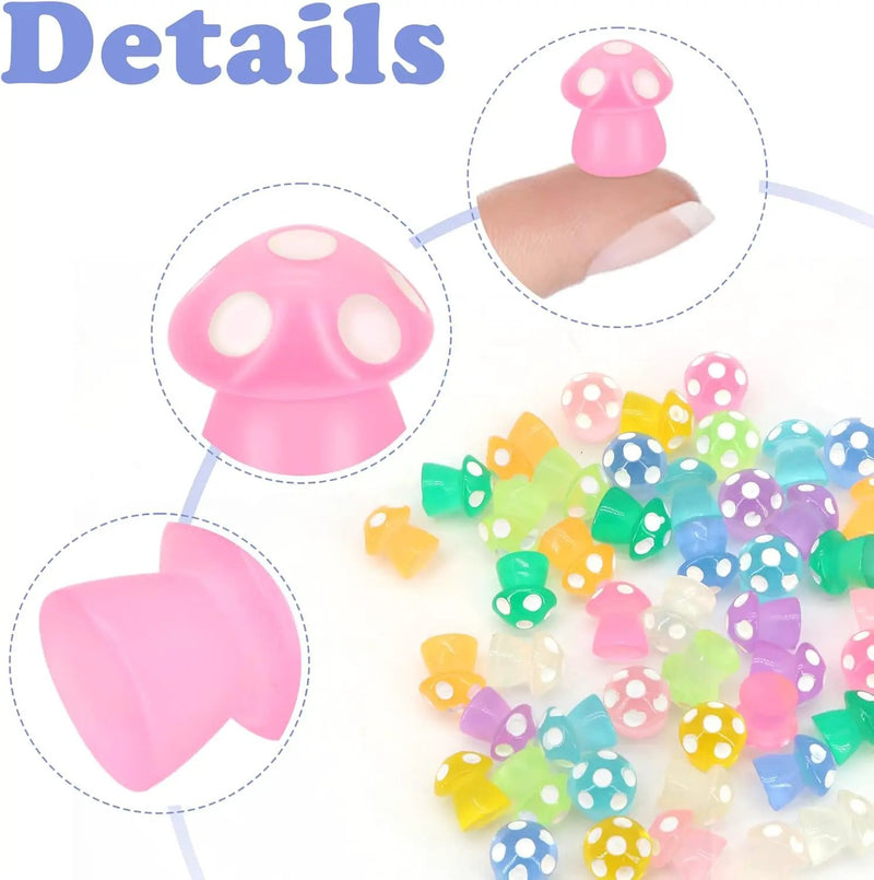 50Pcs Luminous Mini Mushrooms, Small Fairy Garden Mushrooms, Tiny Mushrooms Figurines for DIY Craft Micro Landscaping Decoration by GreenHaven Gardens