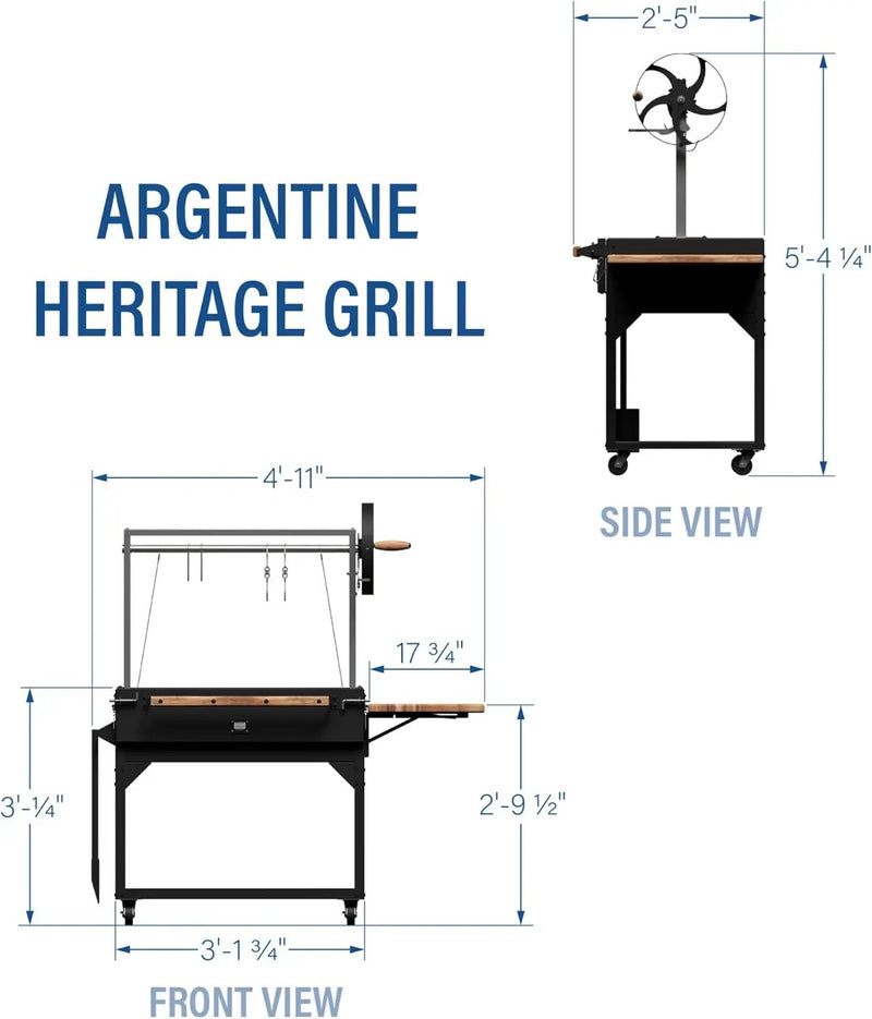 Backyard Discovery Argentine Santa Maria Heritage Wood Fire & Charcoal BBQ Grill with Adjustable Grill Grates, Fire Bricks, Heavy-Duty Steel, S-Hooks, Acacia Wood Table for Outdoor Gaucho Grilling by GreenHaven Gardens