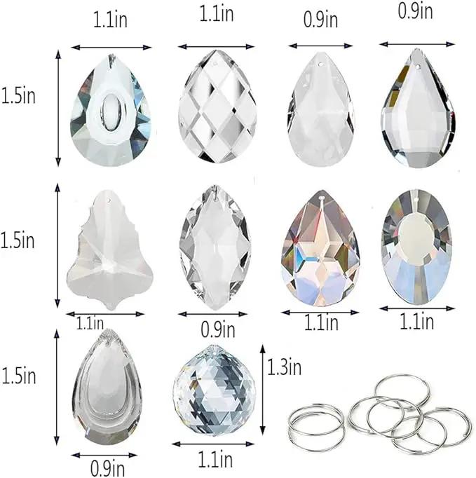 kanpura Pack of 10 Clear Crystal Suncatcher Chandelier Lamp Lighting Drops Pendants,Hanging Glass Ball Prisms Window Home Decor by GreenHaven Gardens