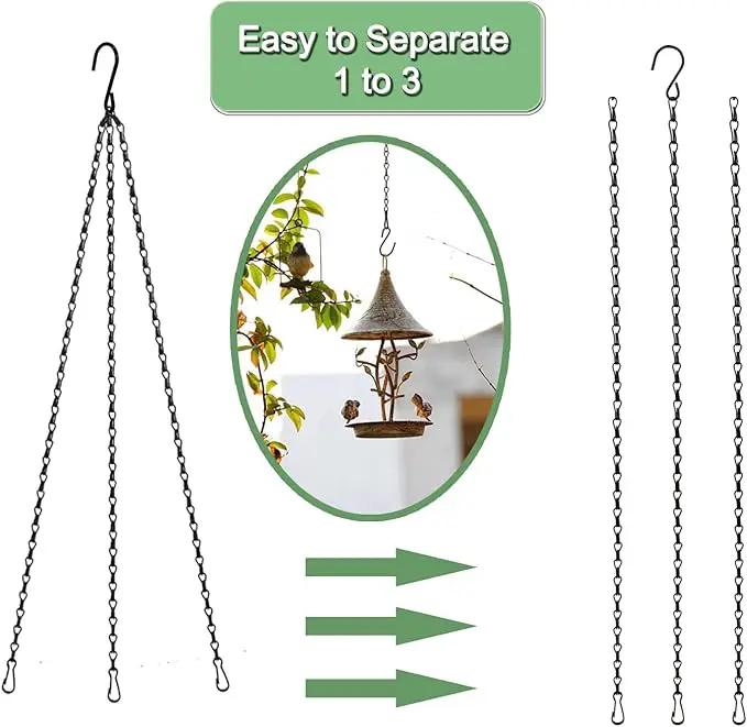 Hanging Basket Chain 23 Inch 3 Hanging Chain Plant Pot Replacement Hook Plant Hook for Flower Pots, Bird Feeders & Lanterns, 3 Pack (23” Black) by GreenHaven Gardens