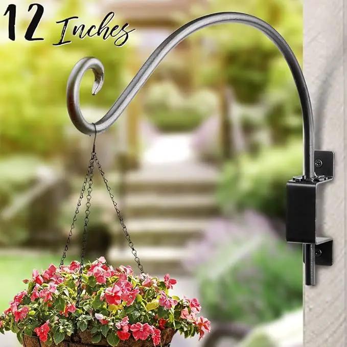 AJART Bird Feeder Hanger of Swivel Hanging Plant Bracket for Outdoor(Black) More Suitable for Outside birdhouses Plant Hooks (12"-2PCs) by GreenHaven Gardens