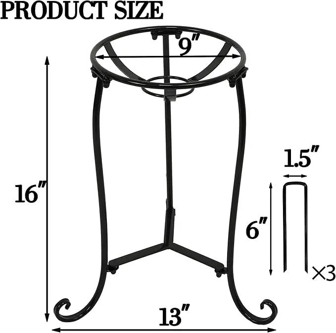 16" Tall Gazing Ball Stand for 10-12 inch Balls, Black Metal Gazing Globe Display Holder Stands for Outdoor Garden Clearance, 9" L x 9" W x 16" H by GreenHaven Gardens