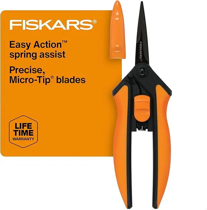 Fiskars Micro-Tip Rose Pruning Shears, 6" Garden Shears Non-Stick Coated Stainless Steel Blade, Gardening Scissors with SoftGrip Handle by GreenHaven Gardens