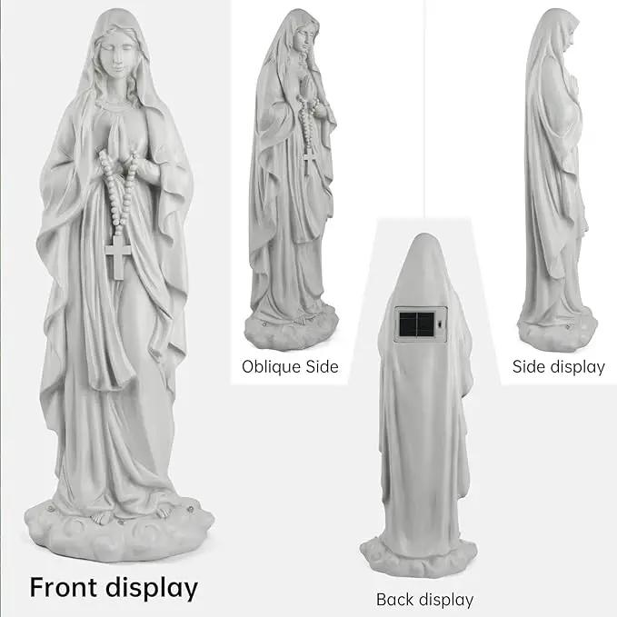 Virgin Mary Statue 31.49 Inch Religious Garden Statue Solar Mary Statue Outdoor Yard Patio Deck Home Entryway Hallway Sculpture by GreenHaven Gardens