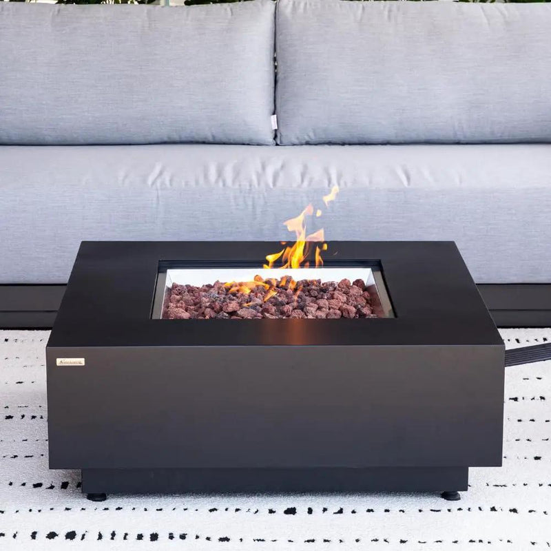Ashton 36” Propane Fire Pit Smokeless Firepit Outdoor Gas Fire Pit for Outside Patio Firepit Table Includes Rain Cover Converter Kit Lava Rocks Lid CSA Certified by GreenHaven Gardens