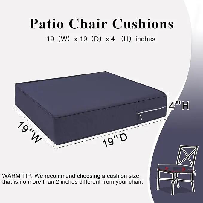 Outdoor Chair Cushions Set of 2 for Patio Furniture 19x19x4 Inch Waterproof Patio Chair Cushion 3 Year Color Fastness Square Elastic Foam Garden Sofa Couch Pads with Ties and Handle,Grey by GreenHaven Gardens