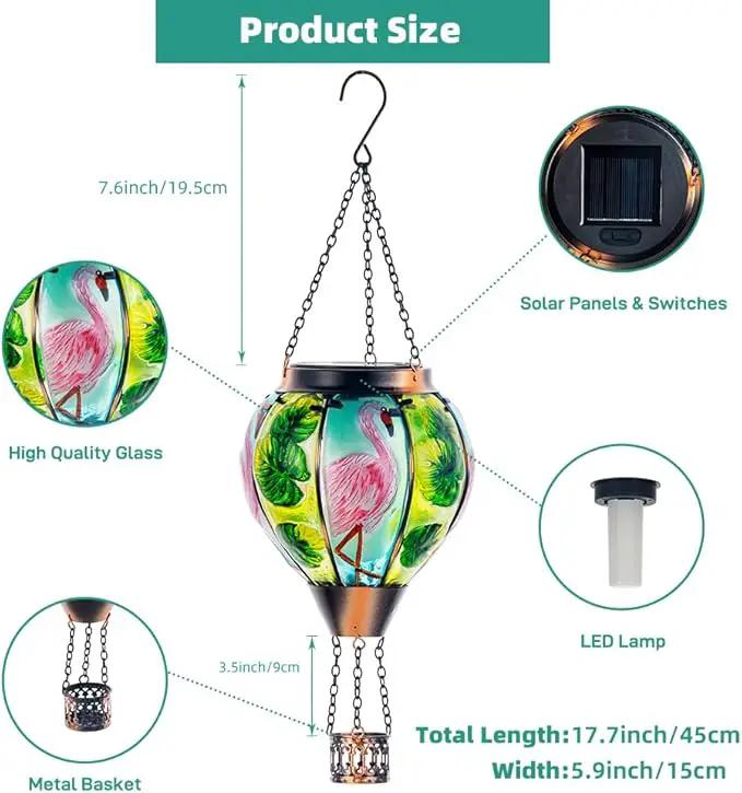Starsoul 2 PC Flamingo Hot Air Balloon Solar Lantern with Flame Glass Outdoor Hanging Hot Air Balloon Solar Light Waterproof Garden Patio Yard Party Decorations by GreenHaven Gardens