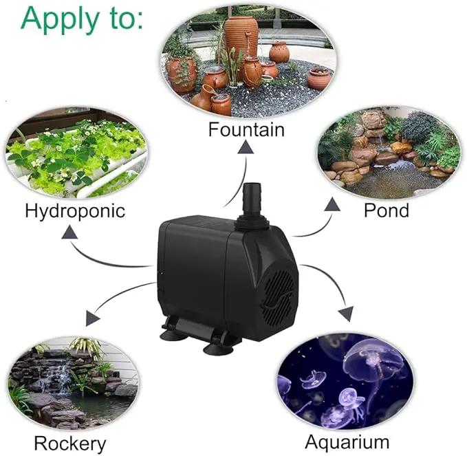 Submersible Pump 660GPH (2500L/H 45W) Ultra Quiet with Dry Burning Protection 8.2ft High Lift for Fountains, Hydroponics, Ponds, Aquariums & More… by GreenHaven Gardens