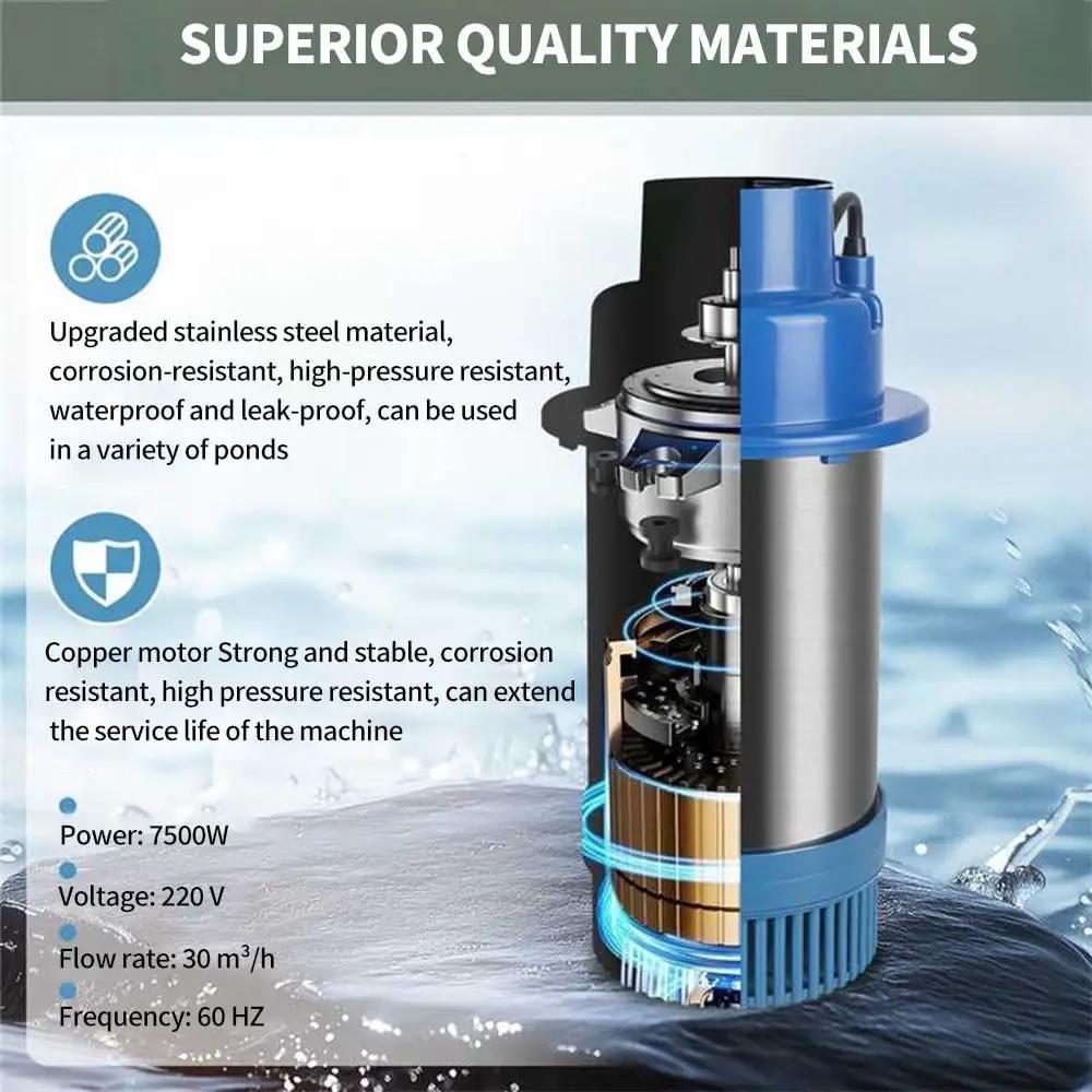 Stainless Steel Pond Fountain Aerator, 1HP 110V Stainless Steel Pond Jet System Fully Automatic Powerful Lake Floating Fountain for Ponds, Lakes by GreenHaven Gardens