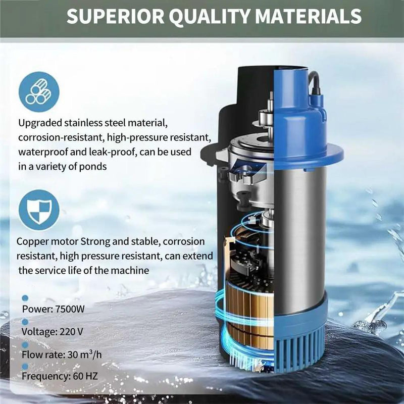 Stainless Steel Pond Fountain Aerator, 1HP 110V Stainless Steel Pond Jet System Fully Automatic Powerful Lake Floating Fountain for Ponds, Lakes by GreenHaven Gardens