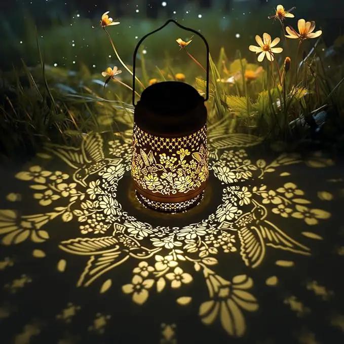 2 Pack Hummingbird Solar Lanterns Garden Decor, Birthday Gifts for Mother Grandma ,Metal Hanging Solar Lights Waterproof Outdoor Decoration, LED Lanterns for Yard Patio Lawn Pathway Landscape by GreenHaven Gardens