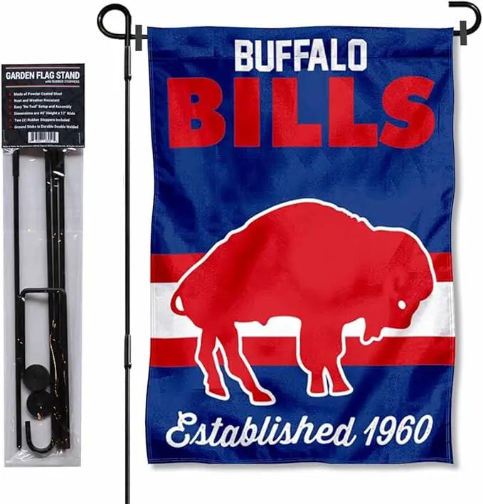 WinCraft Buffalo Bills Throwback Retro Vintage Garden Flag and Flagpole Mount by GreenHaven Gardens