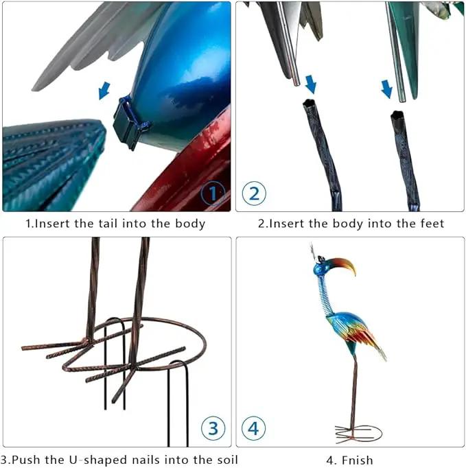 DREAMSOUL 30" Tall Bird Garden Statues Metal Standing Bird Outdoor Statues, 3D Funny Statue for Garden Patio Lawn by GreenHaven Gardens