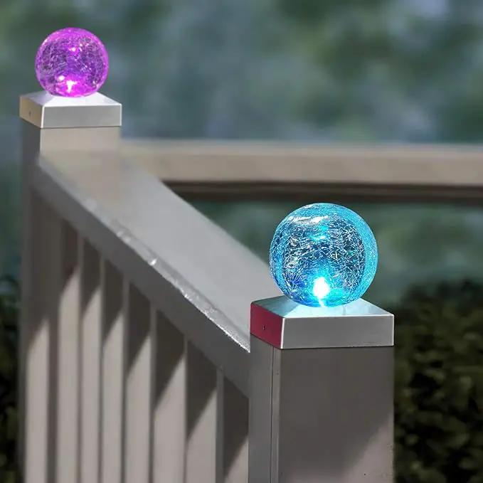 4x4 Solar Post Cap Lights Deck Fence Outdoor Railing Lights Decorative Solar Powered Gazing Ball Caps LED Lamp for Garden, Patio, Pathway by GreenHaven Gardens