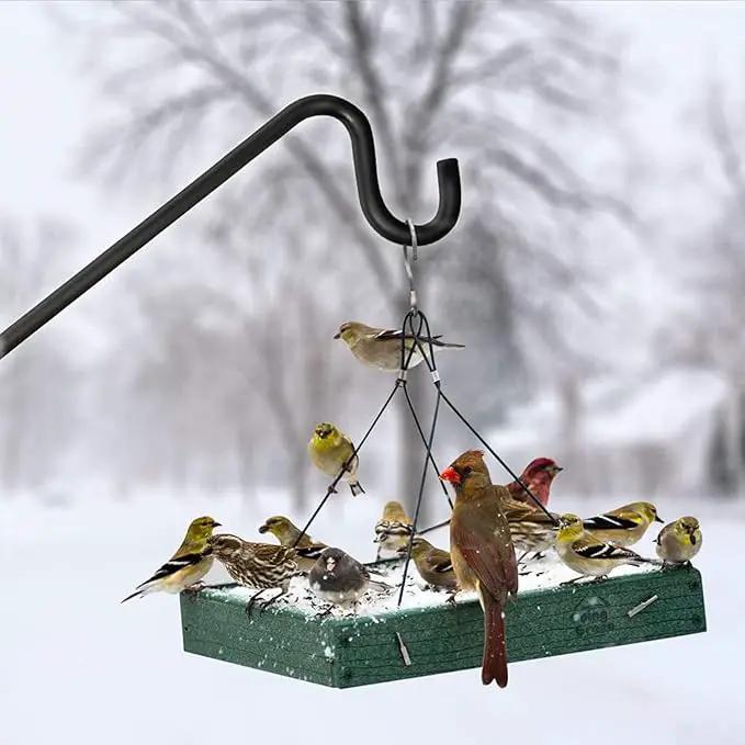 2 Packs Extended Fence Deck Hook Rail Hook Heavy Duty Bird Feeder Hook, 360 Degree Rotary and Length Adjustable Plant Bracket for Bird Feeders Planters Suet Baskets Lanterns Wind Chimes and More by GreenHaven Gardens