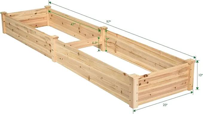 Giantex Raised Garden Bed Planter, Wooden Elevated Vegetable Planter Kit Box Grow for Patio Deck Balcony Outdoor Gardening, Natural by GreenHaven Gardens