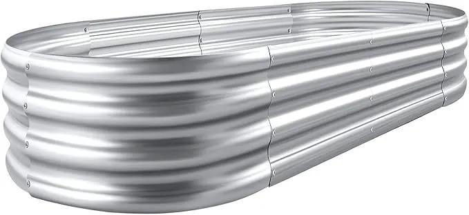 Land Guard Galvanized Planter Raised Beds, 6×3×1ft Galvanized Water Trough, Keyhole Raised Garden Bed Metal Galvanized……… by GreenHaven Gardens