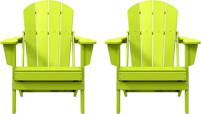 Westin Outdoors Laguna WO Home Furniture Adirondack Chair 2 PCS Set Outdoor Folding Patio Chair for Bon Fire Pit Garden Lawn Backyard Lounging Relaxing (Lime Green) by GreenHaven Gardens