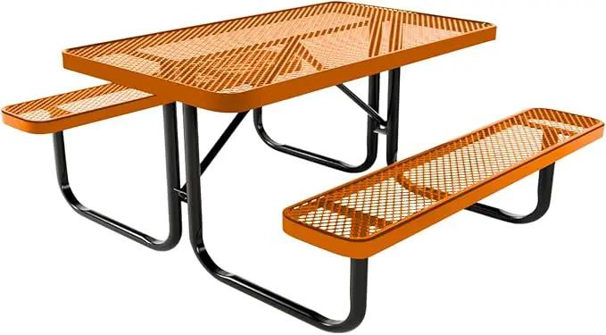 Coated Outdoor Furniture Heavy-Duty Portable Outdoor Kids Table, Expanded Metal Kids Picnic Table, Commercial-Grade Picnic Table, Made in America (4ft Rectangular, Childrens, Textured Orange) by GreenHaven Gardens