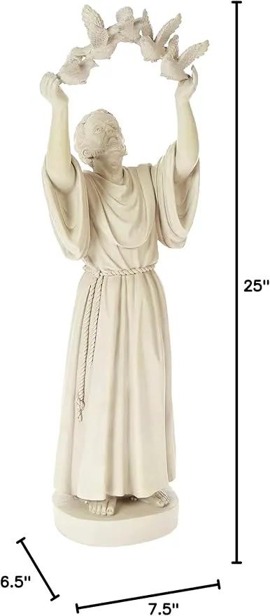 Design Toscano Francis of Assisi Doves of Peace Religious Garden Statue, 7 inches wide, 25 inches tall, Cast Stone Resin, Antique Stone Finish by GreenHaven Gardens