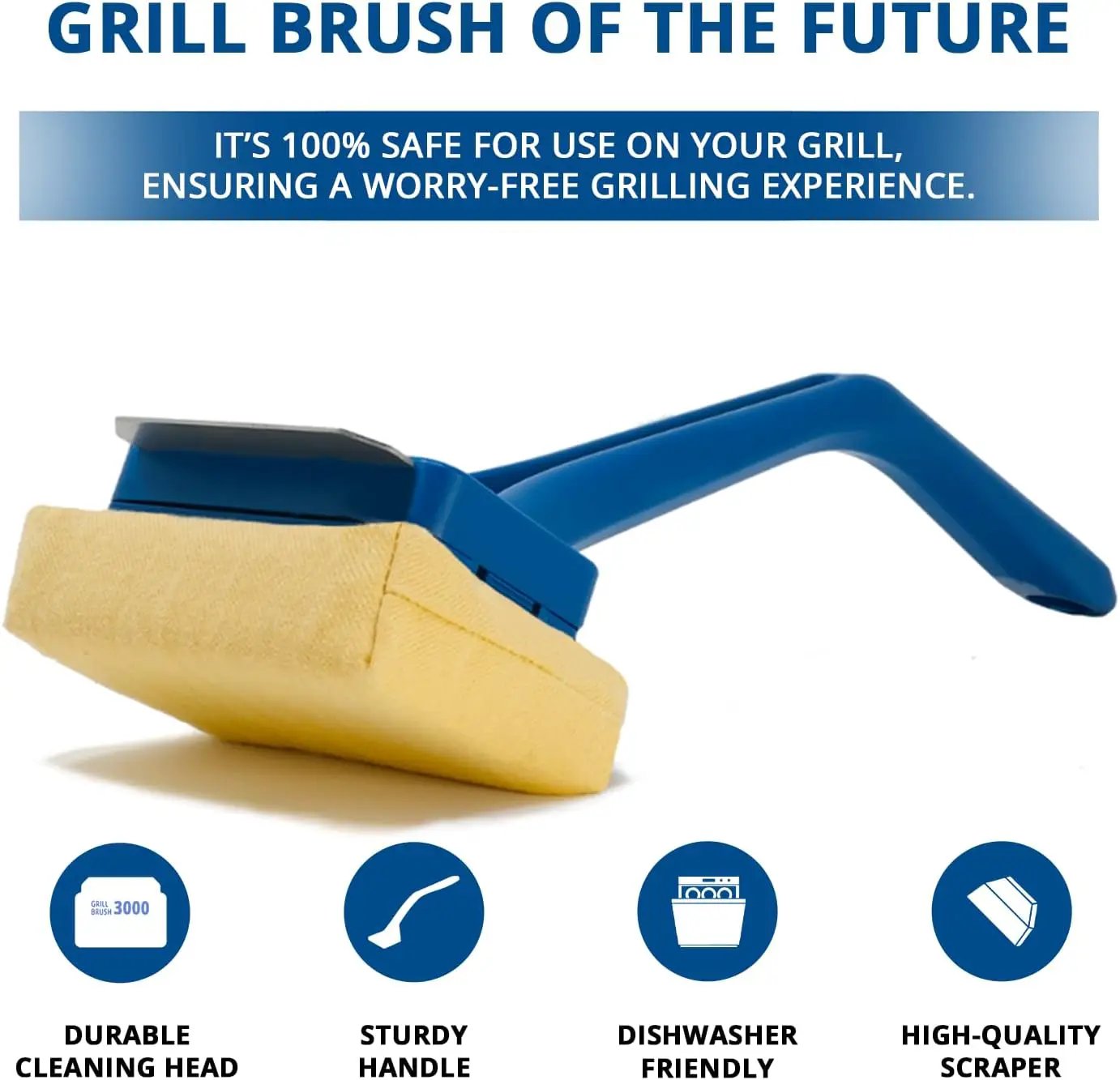 Grill Rescue BBQ Replaceable Scraper Cleaning Head, Bristle Free - Safe, Durable and Unique Scraper Tools for Cast Iron or Stainless-Steel Grates, Barbecue Cleaner (GB3000) by GreenHaven Gardens