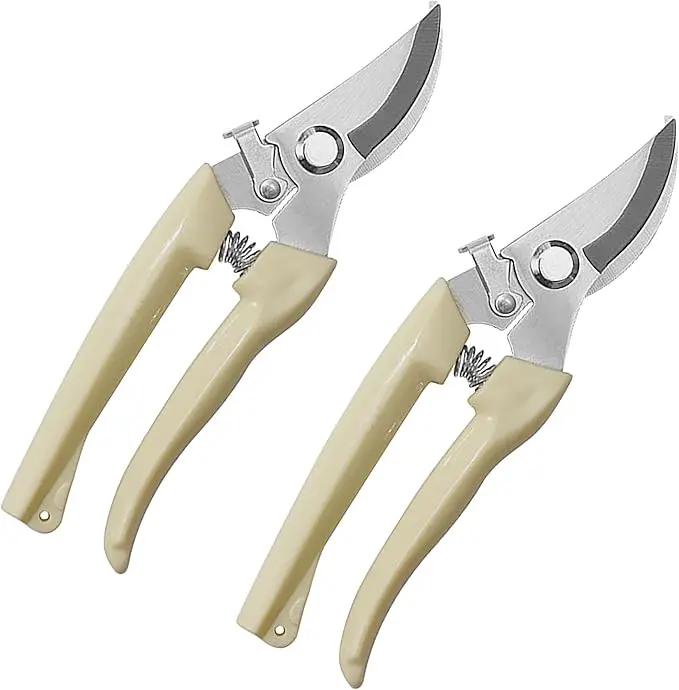 2PCS Garden Flower Shears Pruning Shears 6.9 inches Scissors Heavy Duty Plant Scissors for Cutting Flowers, Trimming Plants, Bonsai, Fruits Picking (White Handle 2pcs) by GreenHaven Gardens