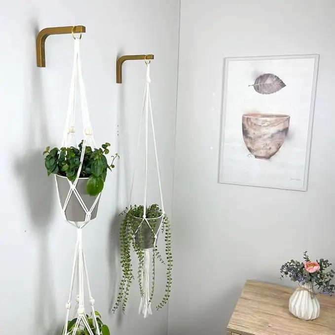 2-Piece Set of Plant Hooks for Wall 6 Inch - Mounted Wooden Plant Hook - Indoor and Outdoor Bracket Plant Hanger for Planters, Lanterns, Bird Feeders, Patio Decorations (Bronze) by GreenHaven Gardens