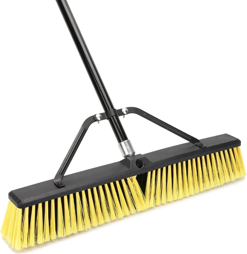 24 Inches Push Broom Outdoor Heavy Duty Broom with 63" Long Handle for Deck Driveway Garage Yard Patio Concrete Floor Cleaning Yellow by GreenHaven Gardens
