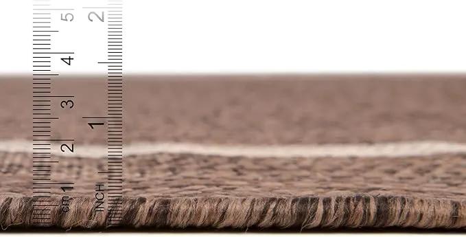Unique Loom Outdoor Border Collection Area Rug - Soft Border (2'x 6' 1" Runner, Brown/ Ivory) by GreenHaven Gardens