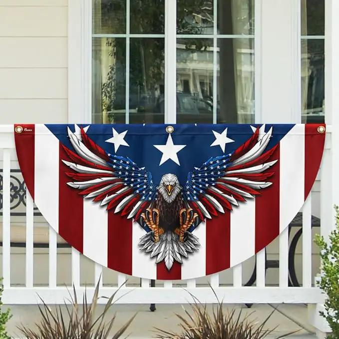FLAGWIX American Flag Patriotic Eagle American Non-Pleated Fan Flag TPT1636F, 3x6 ft, 2 Pack Suitable for Outdoor and Indoor by GreenHaven Gardens