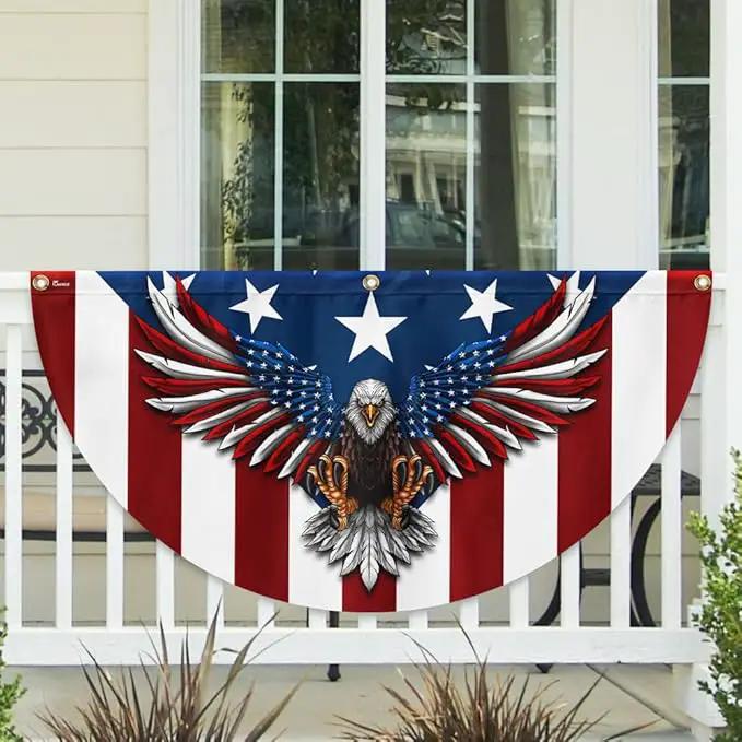 FLAGWIX American Flag Patriotic Eagle American Non-Pleated Fan Flag TPT1636F, 1.5x3 ft, 4 Pack Suitable for Outdoor and Indoor by GreenHaven Gardens