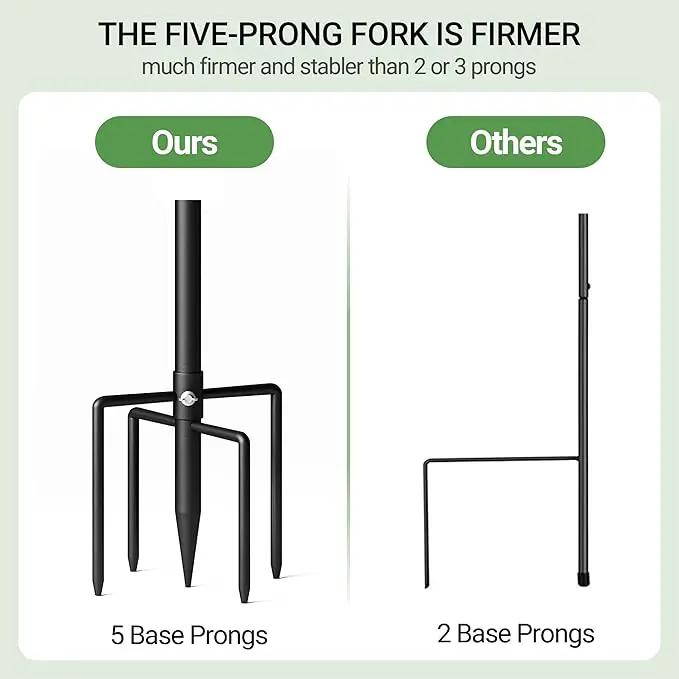 76" Shepherds Hooks for Outdoor, Extra Thick Bird Feeder Pole with 5 Prong Base, Adjustable Shepards Hook for Garden, Weddings, Hanging Plant by GreenHaven Gardens