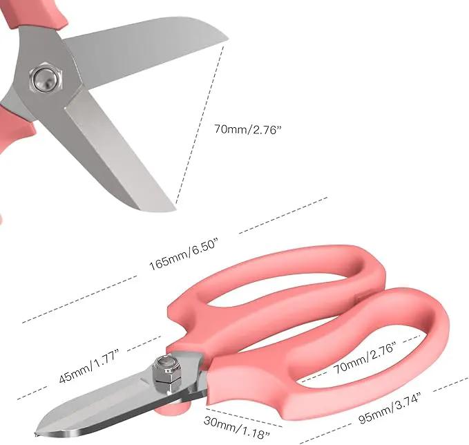 Flower Scissors, Strong Floral Shears,3PCS Premium Steel Garden Pruning Shears Floral Fruits Leaf Scissors Hand Pruner Snip Trimming Tool for Gardening Flower Arrangement, Pink by GreenHaven Gardens