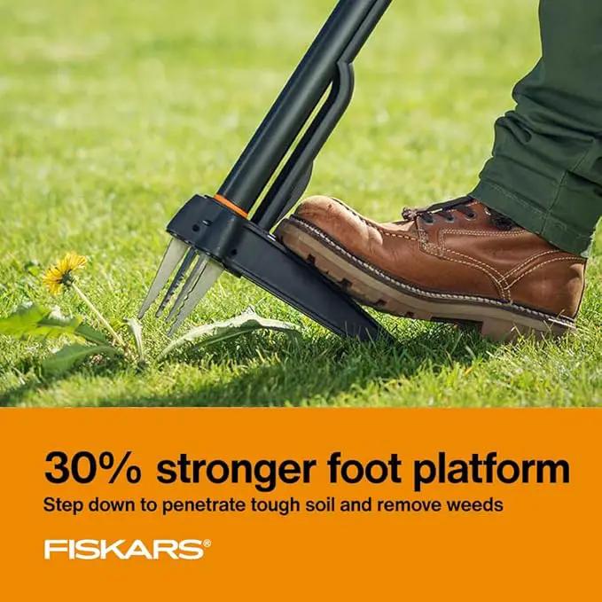 Fiskars 4-Claw Stand Up Weed Puller Tool, Gardening Hand Weeding Tool with 39" Long Ergonomic Handle with Easy-Eject Mechanism by GreenHaven Gardens