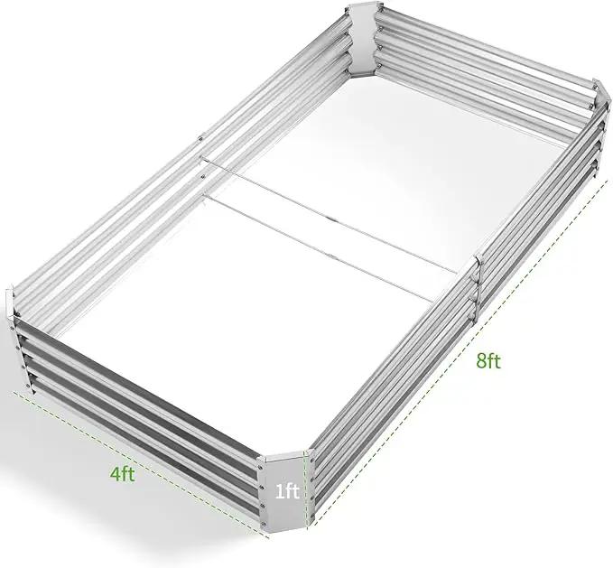 Land Guard 8×4×1ft Galvanized Metal Raised Garden Bed, Metal Planter Kit Box Outdoor for Deep-Rooted Vegetables, Flowers, Green and Herbs…… by GreenHaven Gardens