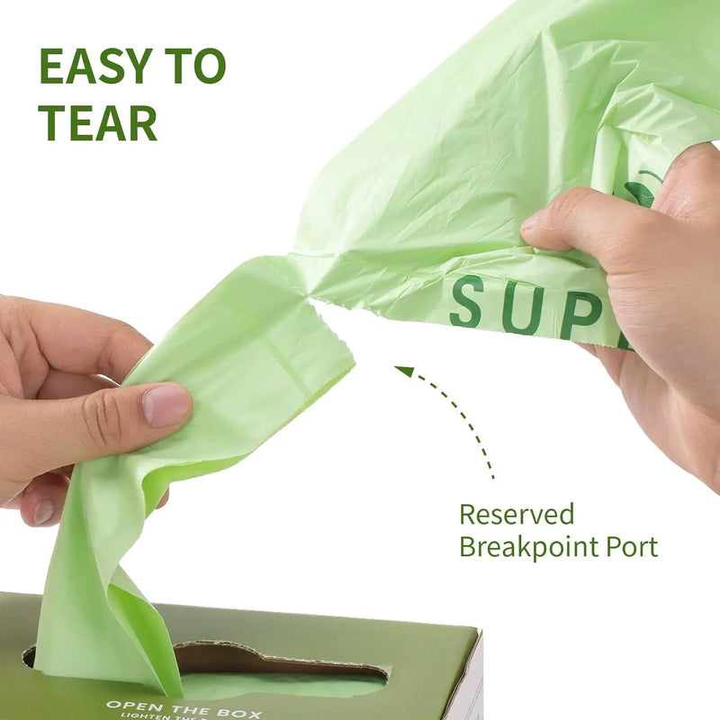 SUPERBIO 1.6 Gallon Handle Tie Compostable Food Scrap Bags, Small Compost Bags with Handles, 50 Count, 2 Pack, BPI & OK compost INDUSTRIAL by GreenHaven Gardens