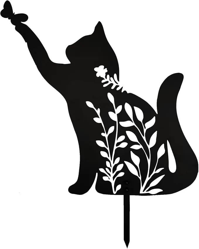 Metal Black Cat Stake Garden Garden Statue, Yard Decoration Art Lawn, Cat Gifts for Cat Lovers, Outdoor Home Decoration Metal Animal Statue by GreenHaven Gardens