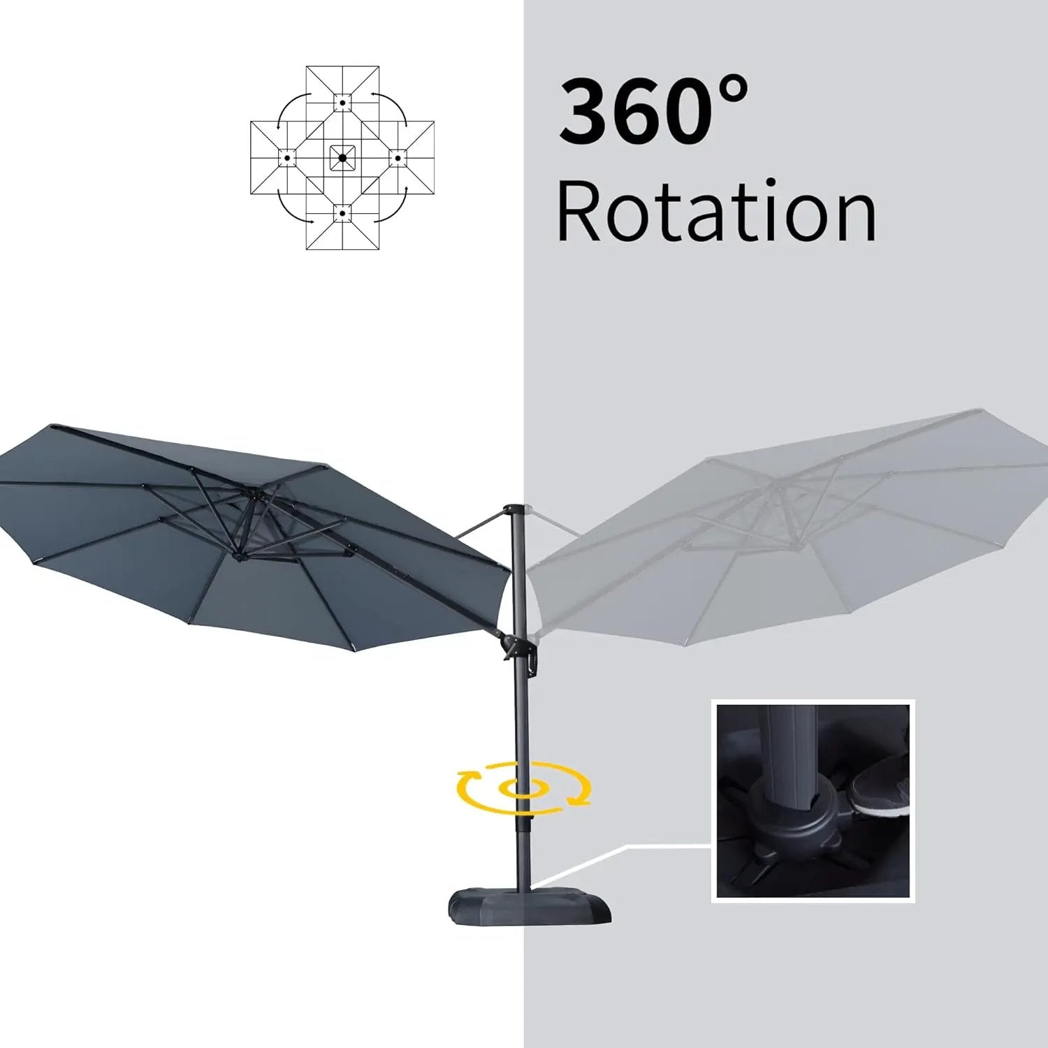 PURPLE LEAF 11 Feet Patio Umbrella Outdoor Cantilever Round Umbrella Aluminum Offset Umbrella with 360-degree Rotation for Garden Deck Pool Patio Light Grey by GreenHaven Gardens