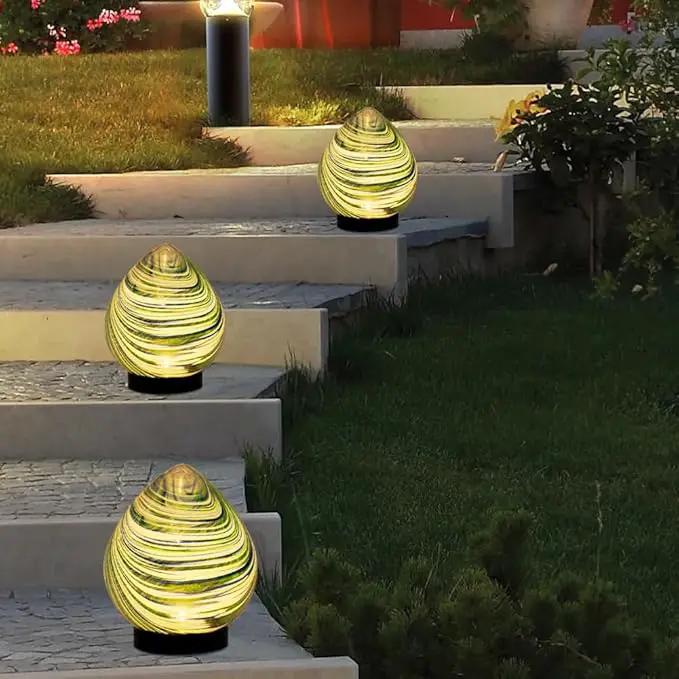 Table Solar Lanterns Outdoor Waterproof LED 6.7" Glass Desktop Decorative Lanterns Solar Globe Lights for Patio Balcony Pathway Porch Gardening Gifts for Women(Green) by GreenHaven Gardens